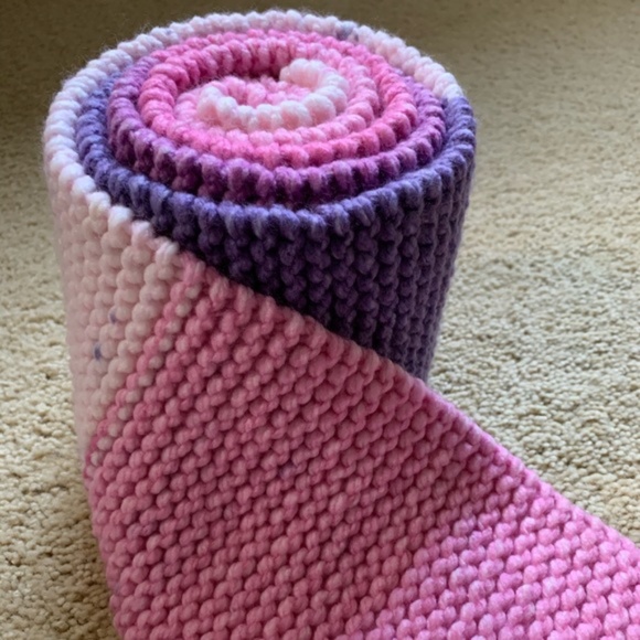 Handmade Accessories - Handmade Pink & Purple Colorblock Knit Scarf
